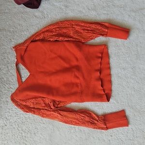 Orange V sweater with open back